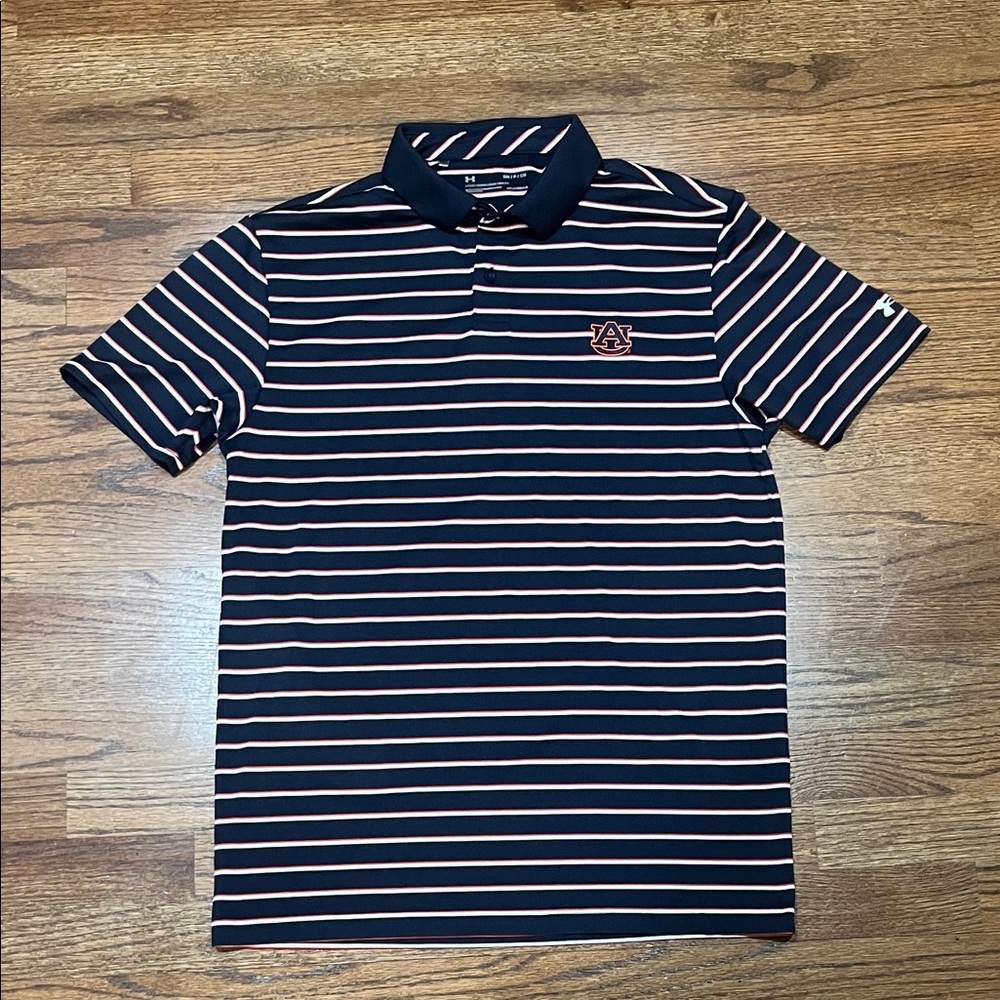 Under Armour Navy and White Striped Auburn Shirt
